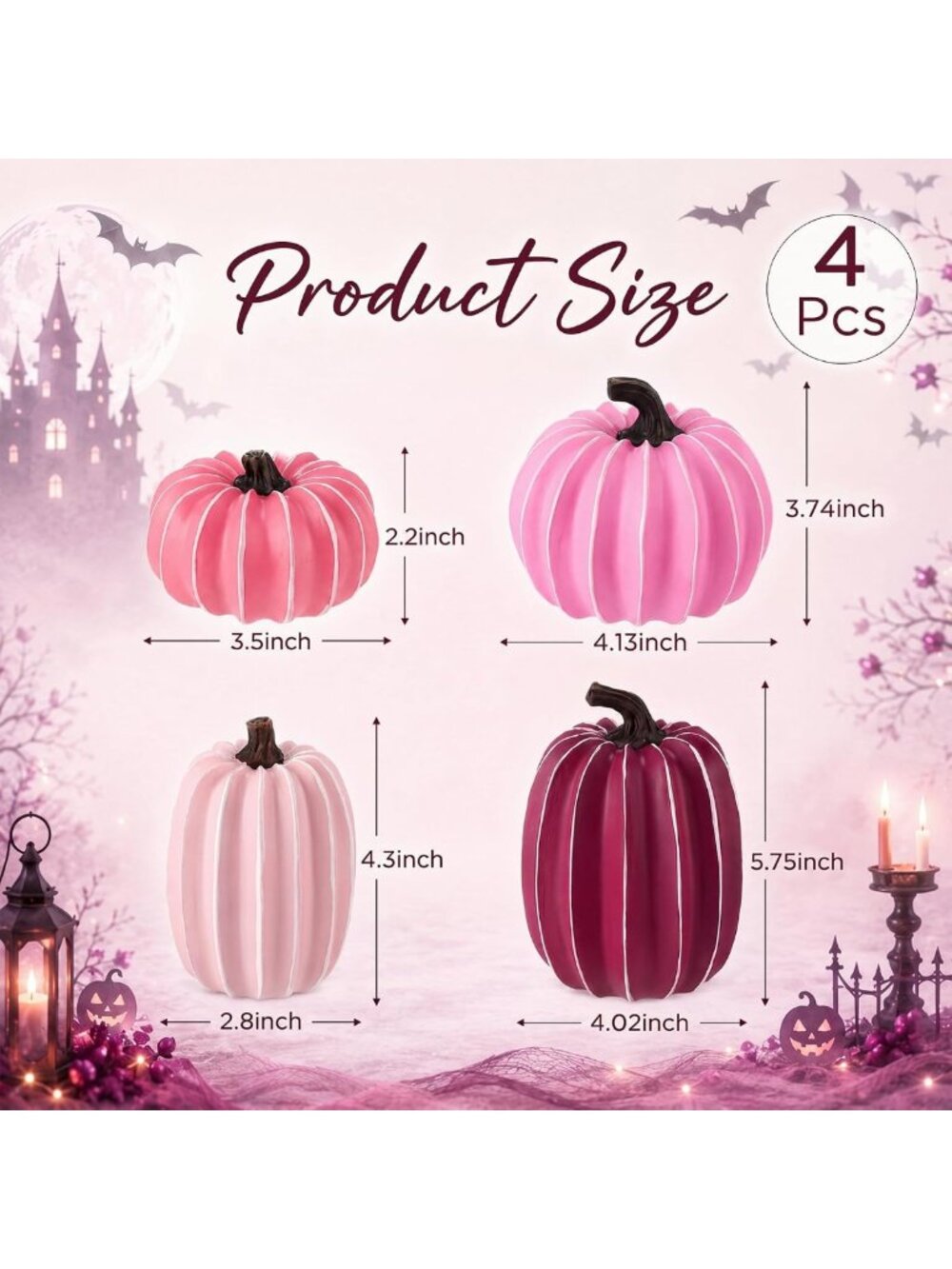 4 Pcs Fall Pumpkin Decor - Harvest Fake Resin Pumpkins for Thanksgiving - Picture 2 of 6